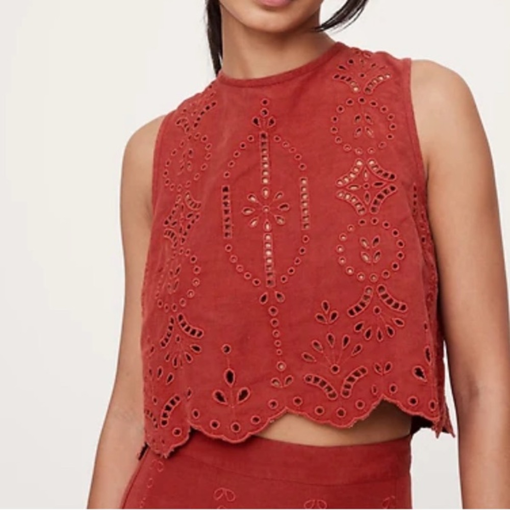 Banana Republic Asymmetrical Crop Tank color: Red Clay